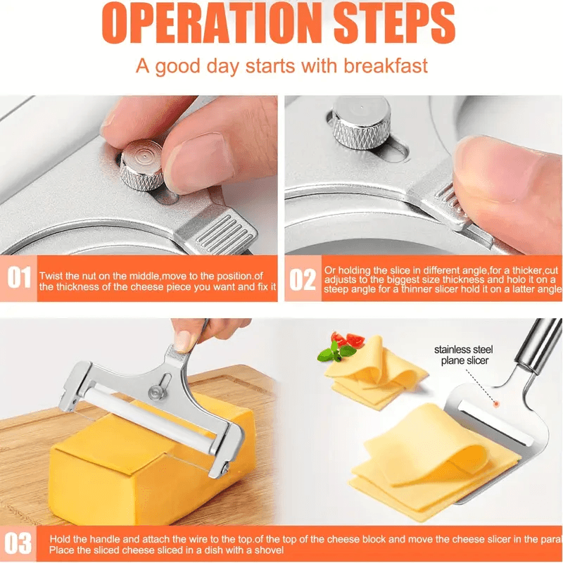 Adjustable Cheese Slicer with Wire and Rollers – Adjustable  Cutter for Perfect Slices