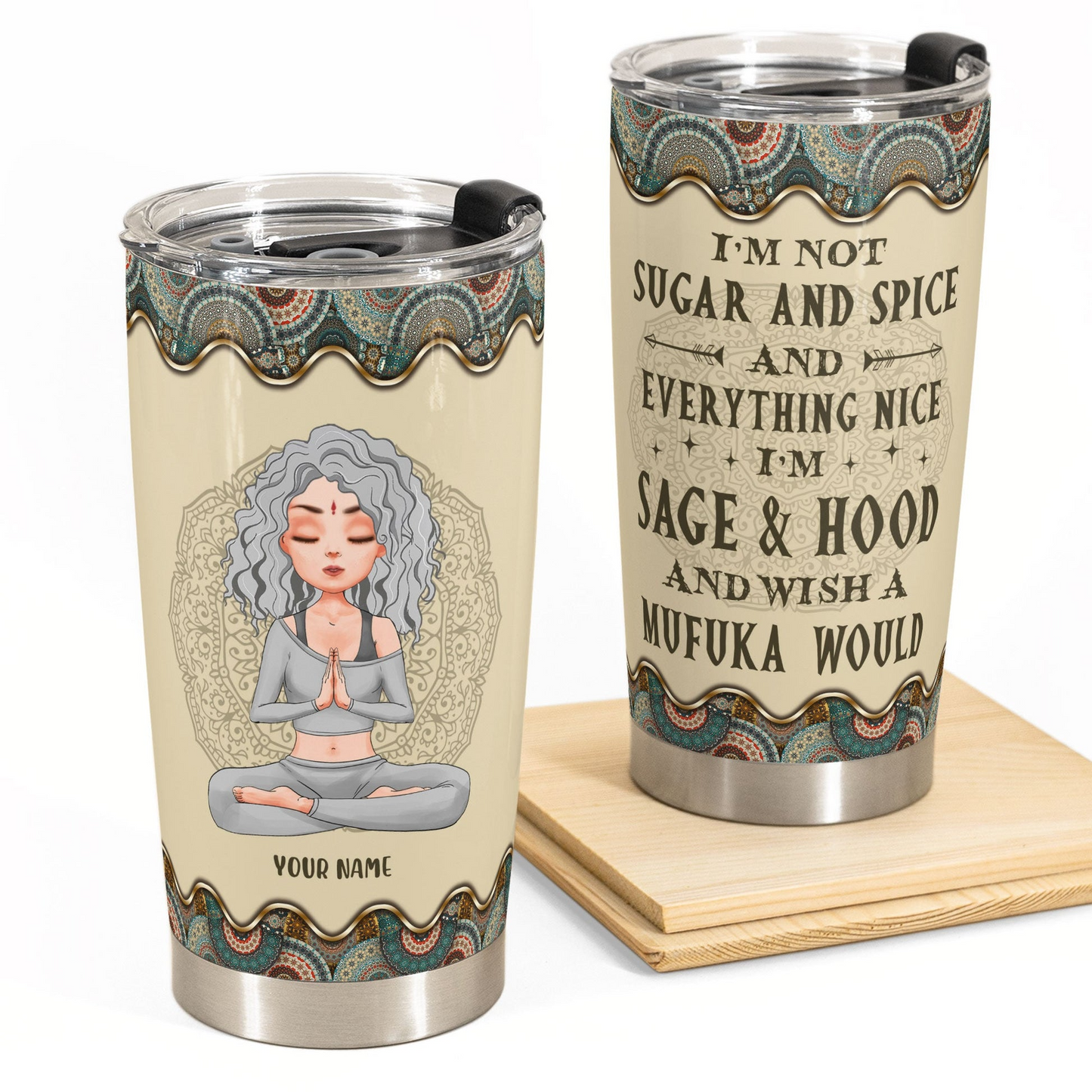 Wish A Mufuka Would Yoga - Personalized Custom 20oz Fat Tumbler Cup - Gift For Women, Yoga Lovers, Mental Health Gifts