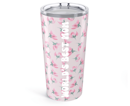 Customizable: Floral Tumblers for Daily Sips, Personalized Travel Mugs, Cute Tumbler Gift, Mother's Day Present, Pink Flower Drinkware