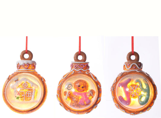 5" Gingerbread Glowing Globe Ornament - SET OF 3