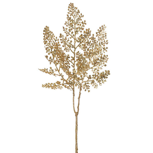 24" Sequin Fern Spray Gold