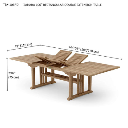 Sahara 106" Rectangular Double Extension Table