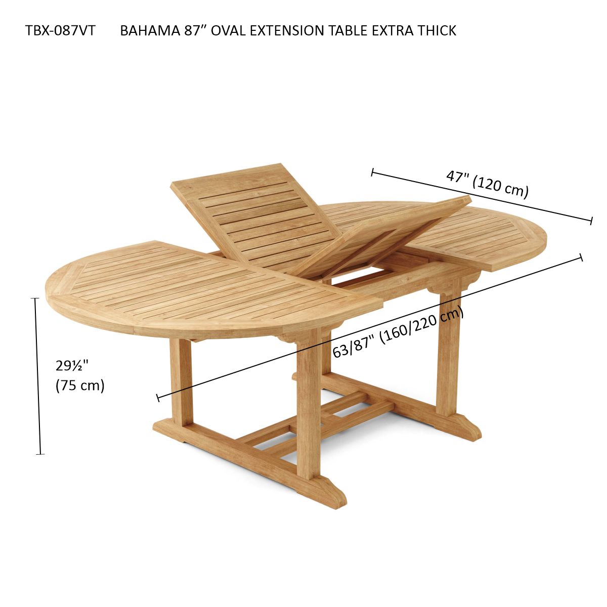 Bahama 87" Oval Extension Table Extra Thick