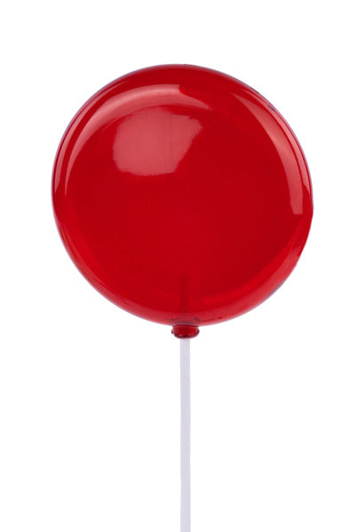 200MM LOLLIPOP W/STICK, 19"OAL CLEAR RED