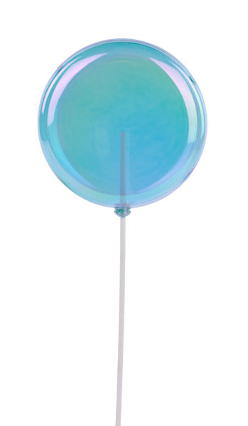 120MM IRID LOLLIPOP W/STICK, 11.75"OAL CLEAR IRID TURQUOISE