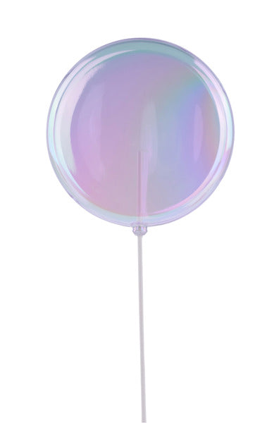 150MM IRID LOLLIPOP W/STICK, 13.75"OAL CLEAR IRIDESCENT