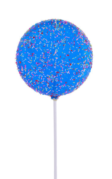 120MM GLITTER SPRINKLE LOLLIPOP W/STICK BLUE