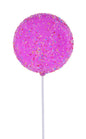 120MM GLITTER SPRINKLE LOLLIPOP W/STICK HOT PINK