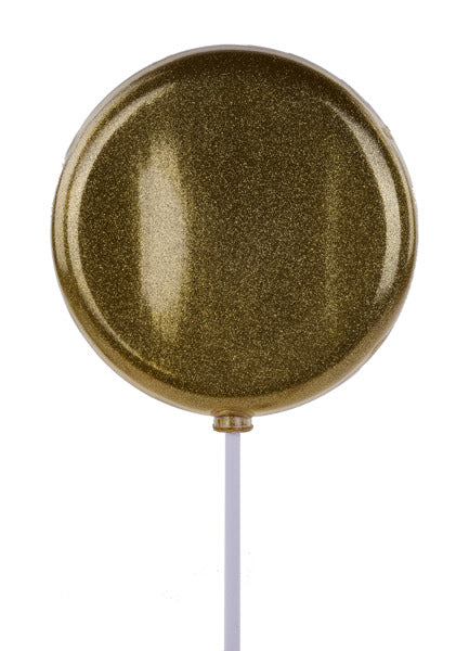 200MM GLITTER LOLLIPOP W/STICK, 19"OAL GOLD