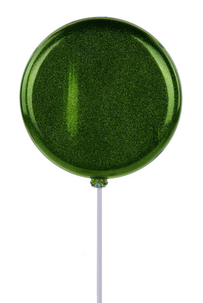 200MM GLITTER LOLLIPOP W/STICK, 19"OAL LIME GREEN