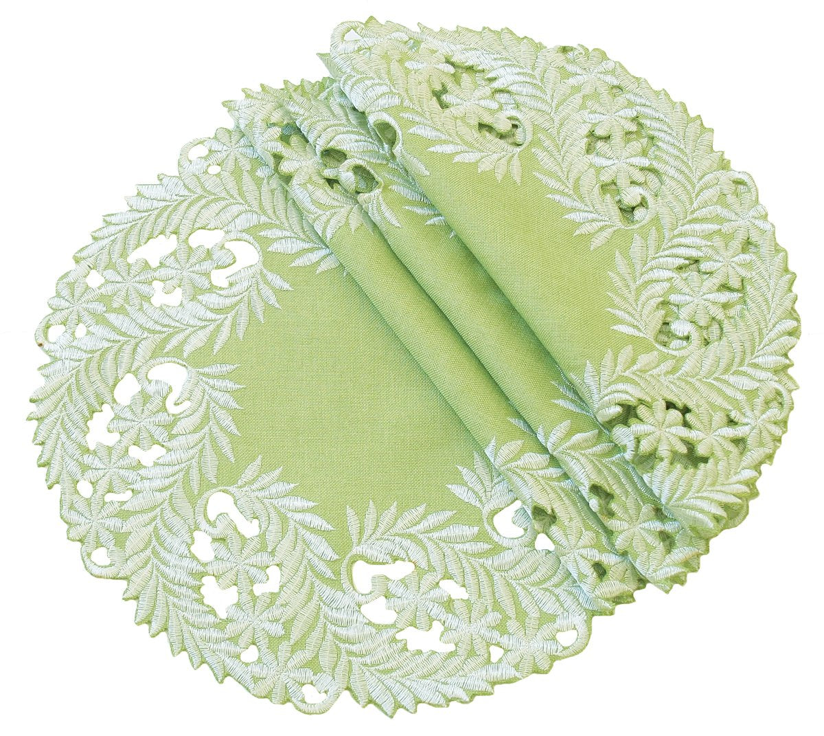 XD14208 Laurel Doilies, Set of 4, Green | Placemats | Kitchen + Metal