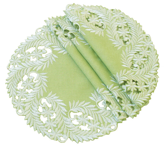 XD14208 Laurel Doilies, Set of 4, Green | Placemats | Kitchen + Metal