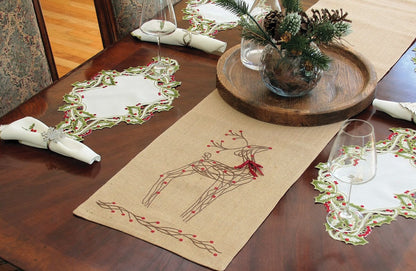 XD15814 Rustic Reindeer Jute Table Runner