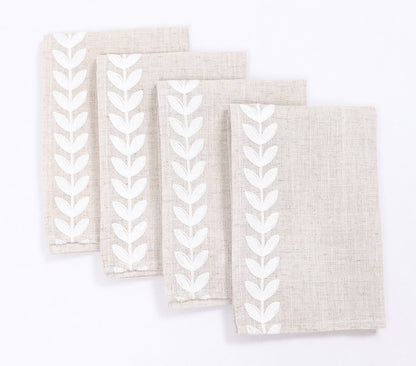 XD19203- Cute Leaves Crewel Embroidered Napkins 20 by 20-Inch, Pine