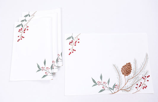 XD19819-Pinecone And Berry Embroidered Christmas Placemats 14 by
