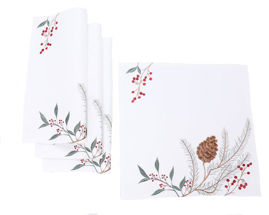 XD19819-Pinecone And Berry Embroidered Christmas Placemats 16 by