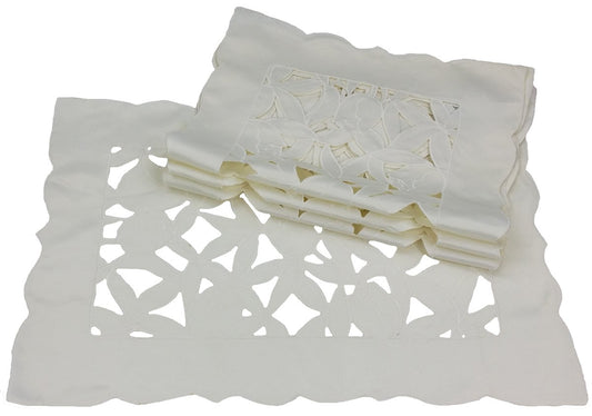 XD40030 Tulip Bouquet Placemats, White, Set of 4