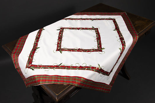 XD99904 Tartan Ribbon Table Topper, 36''x36'' | Tablecloth | Kitchen + Metal