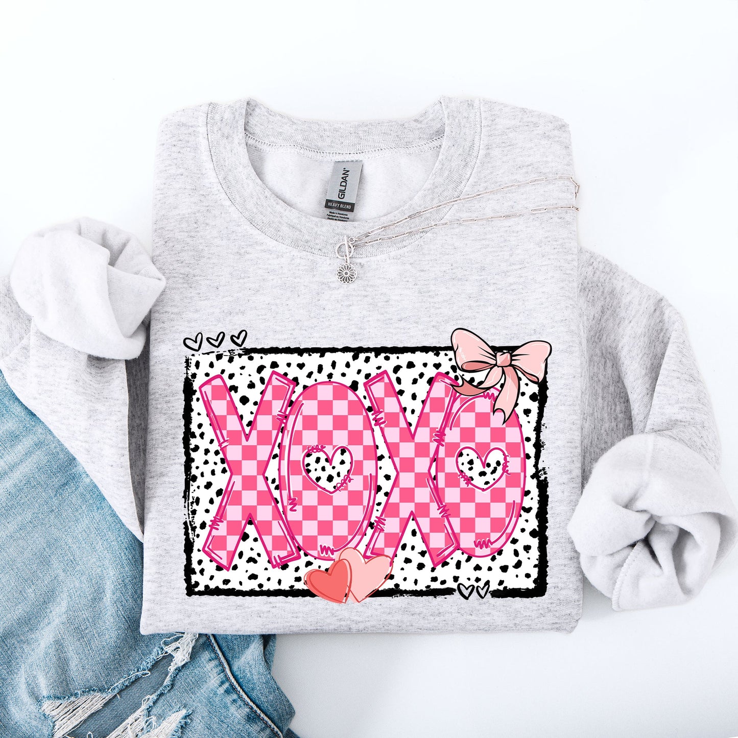 XOXO, Valentine's Day, Dalmatian Print, Love, Hearts Sweatshirt