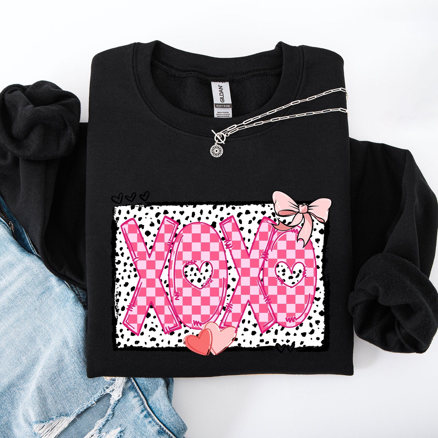 XOXO, Valentine's Day, Dalmatian Print, Love, Hearts Sweatshirt