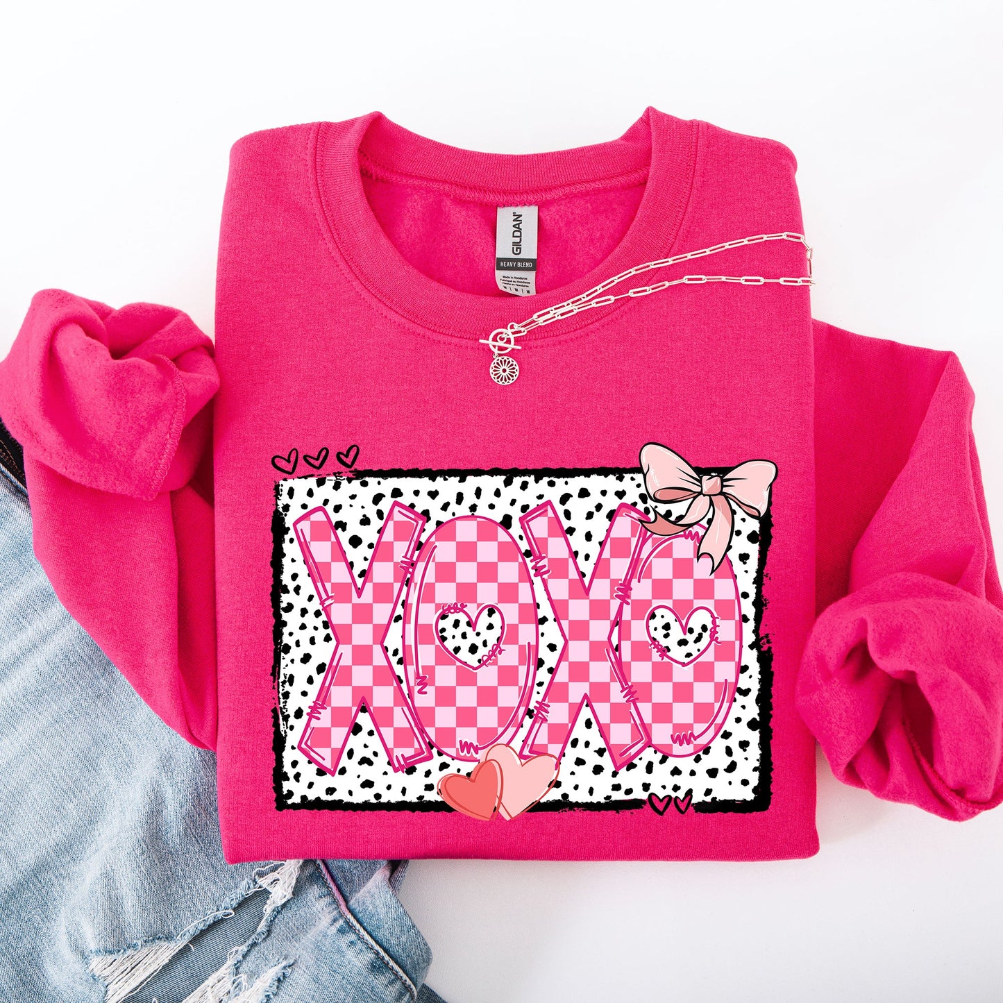 XOXO, Valentine's Day, Dalmatian Print, Love, Hearts Sweatshirt