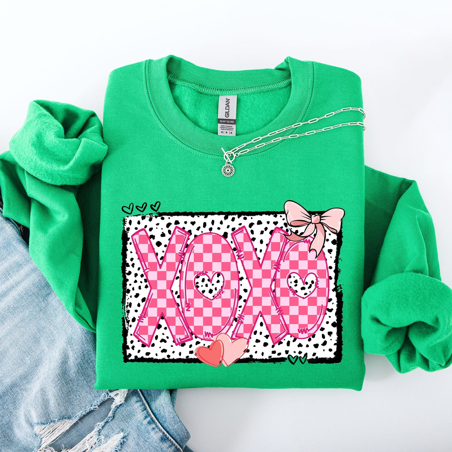 XOXO, Valentine's Day, Dalmatian Print, Love, Hearts Sweatshirt