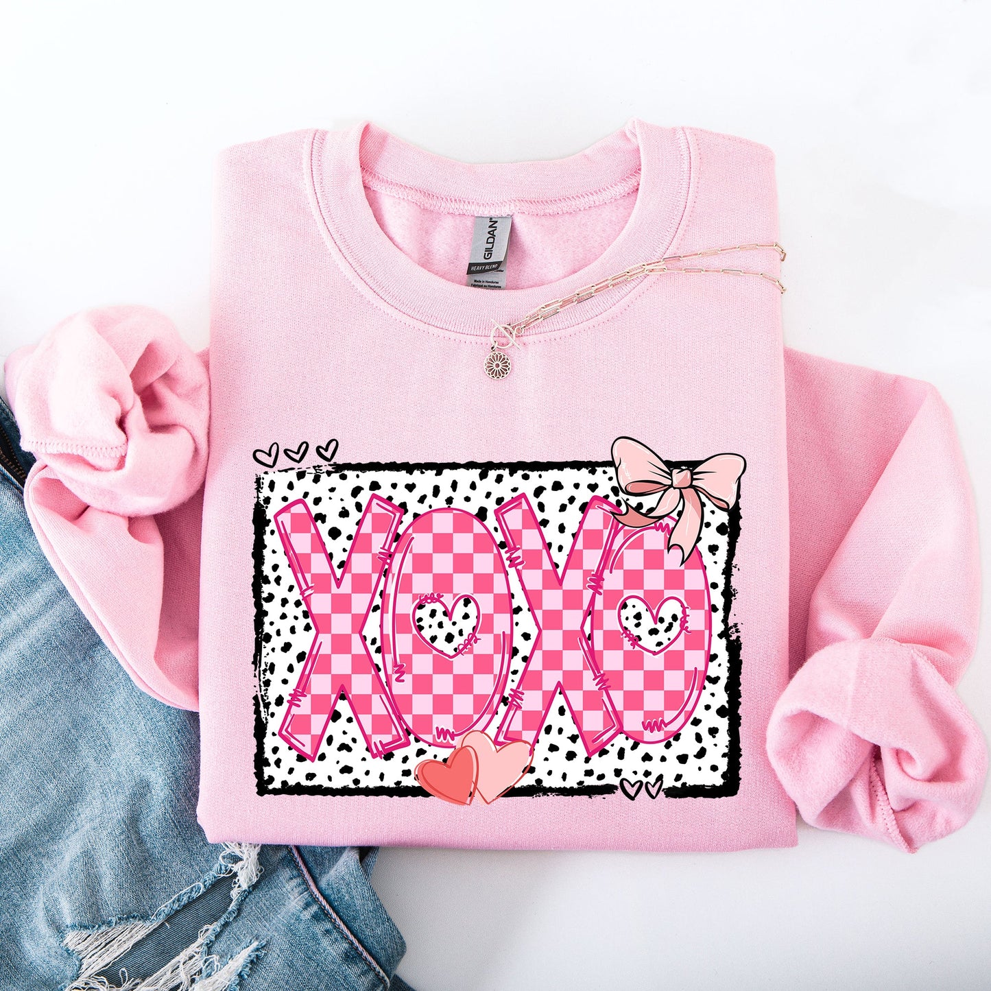 XOXO, Valentine's Day, Dalmatian Print, Love, Hearts Sweatshirt