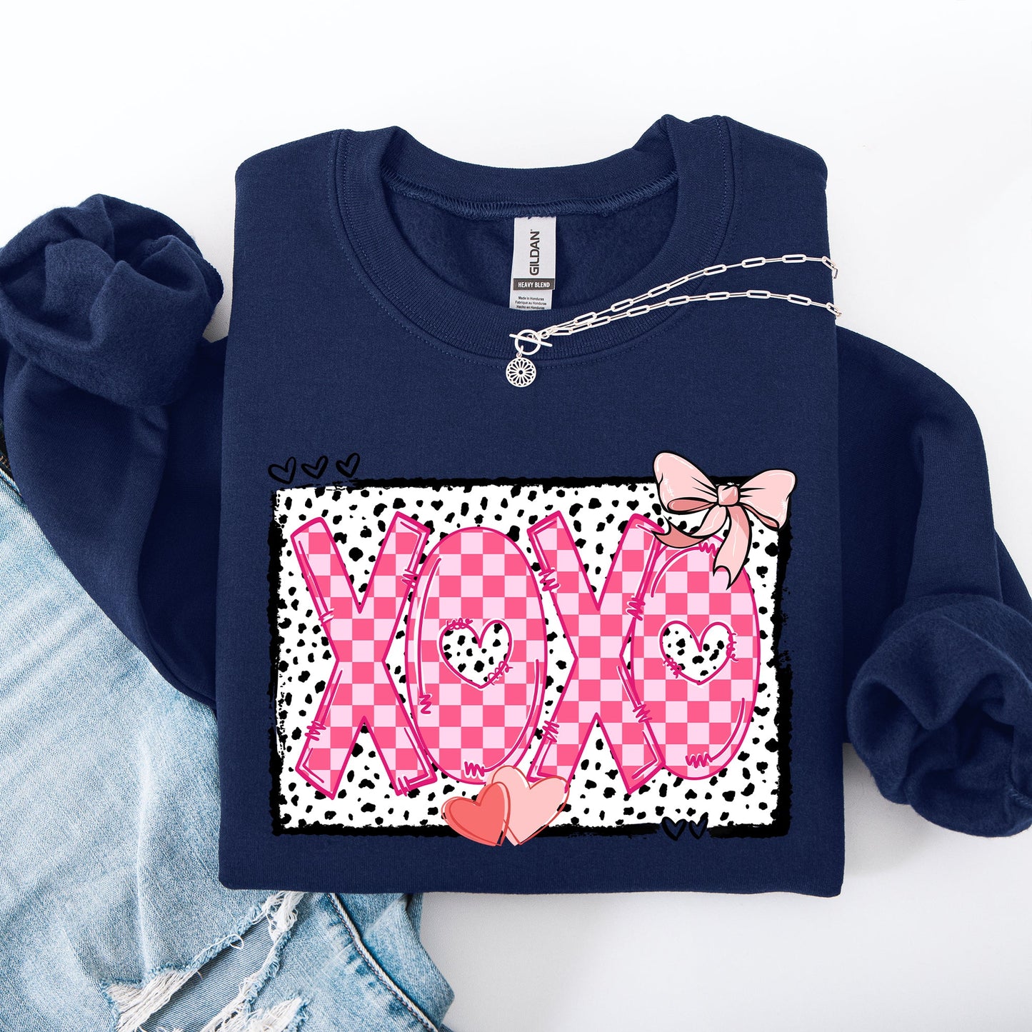XOXO, Valentine's Day, Dalmatian Print, Love, Hearts Sweatshirt