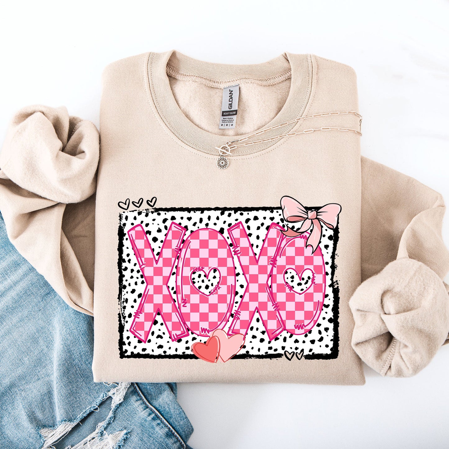 XOXO, Valentine's Day, Dalmatian Print, Love, Hearts Sweatshirt