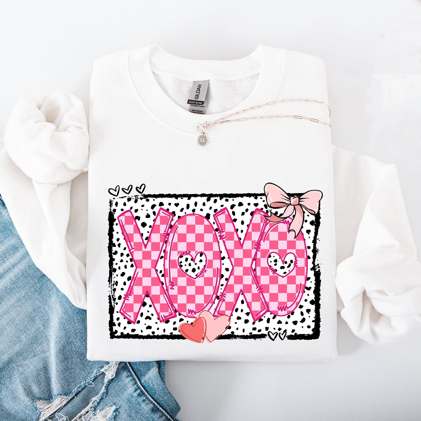 XOXO, Valentine's Day, Dalmatian Print, Love, Hearts Sweatshirt