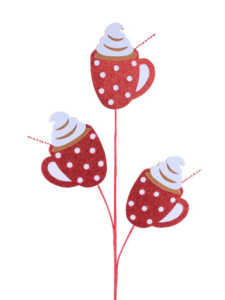 33"L FELT HOT COCOA MUG SPRAY RED/WHITE/BROWN