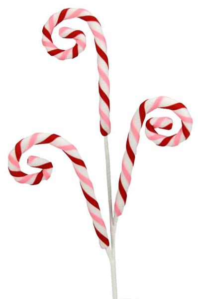 29"L FOIL/GLITTER CANDYCANE SPRAY-White/Lt Pink/Red