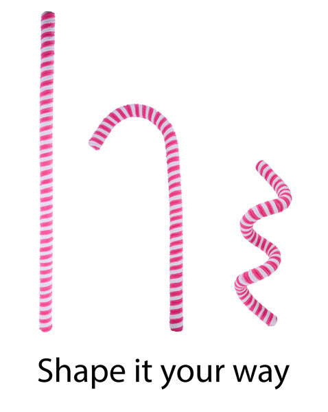 38"L VELVET/FOAM PEPPERMINT STICK, WIRED HOT PINK/WHITE