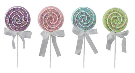 13.75"L GLITTER LOLLIPOP-choose 1 Pink, Blue, Lime, Lavendar