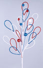 30"L GLITTER LOOPS/BALLS SPRAY RED/WHITE/BLUE