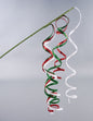 31"L CURLY GLITTER RIBBON SPRAY RED/EMERALD GREEN/WHITE