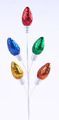 26"L STYRO/SEQUIN LIGHT BULB PICK RED/EMERALD/BLUE/ORG/GLD