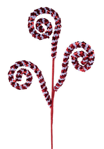 27" SEQUIN COIL SPRAY RED/WHITE
