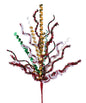 21"L SEQUIN/TINSEL BUSH RED/WHITE/EMERALD/GOLD