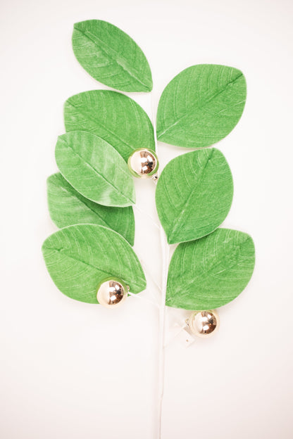 Velvet Magnolia Leaf Spray 31", Green