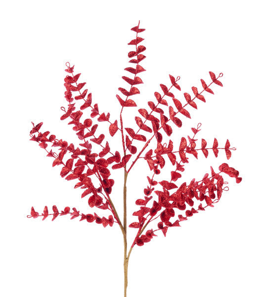 27"L GLITTER EVA EUCALYPTUS SPRAY RED