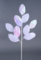 27"L METALLIC/IRIDESCENT LEAF SPRAY WHITE