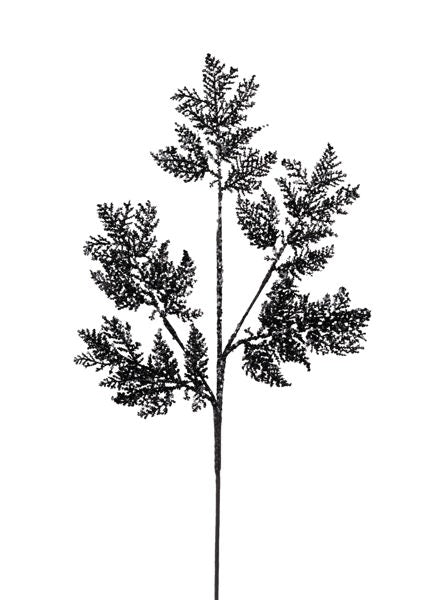 28"L GLITTER/HEX GLITTER CEDAR SPRAY BLACK