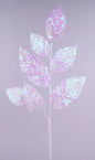32"L ICED LOOK MAGNOLIA LEAF SPRAY IRIDESCENT WHITE