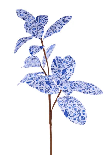 27"L MAGNOLIA LEAF SPRAY WHITE/MULTI BLUE