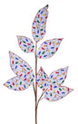 27"L GLITTER MAGNOLIA LEAF SPRAY WHT/RED/YLW/BLUE/GRN