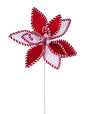 25"L X 13"DIA VELVET/POMPOM POINSETTIA RED/WHITE