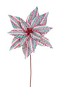 12"DIA STRIPED POINSETTIA STEM, 23" RED/GREEN/WHITE