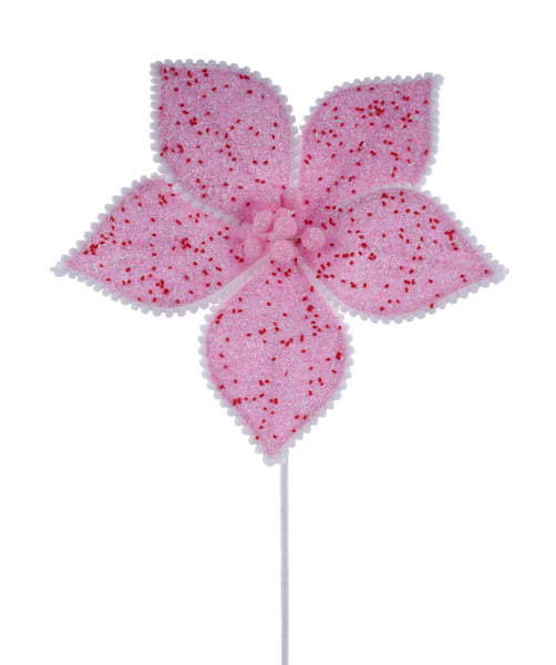 22"L GLTTR/SPRINKLES/SNOWBALL POINSETTIA PINK/RED/WHITE