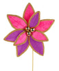 14"L VELVET POINSETTIA PICK W/LACE EDGE LAVENDER/HOT PINK/GOLD